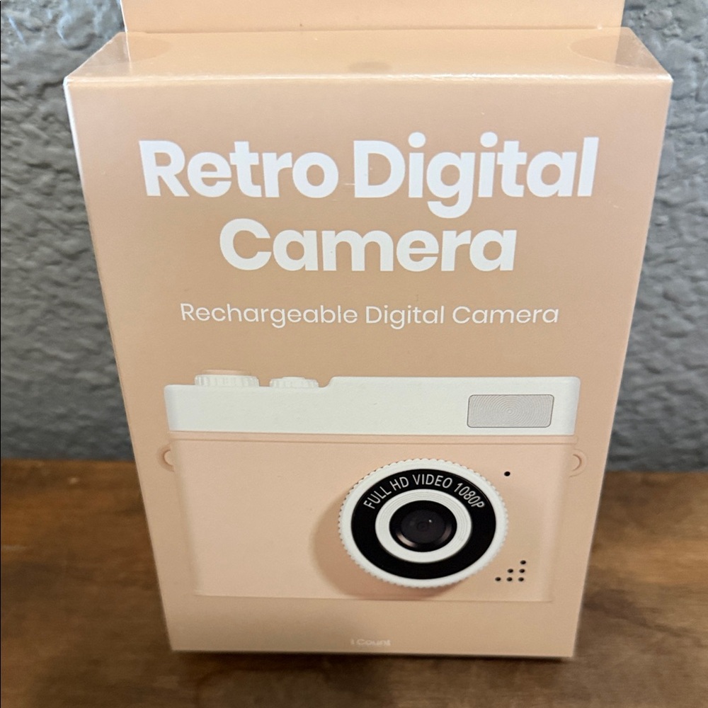 Retro Digital Camera - Tan -Rechargeable Compact Camera